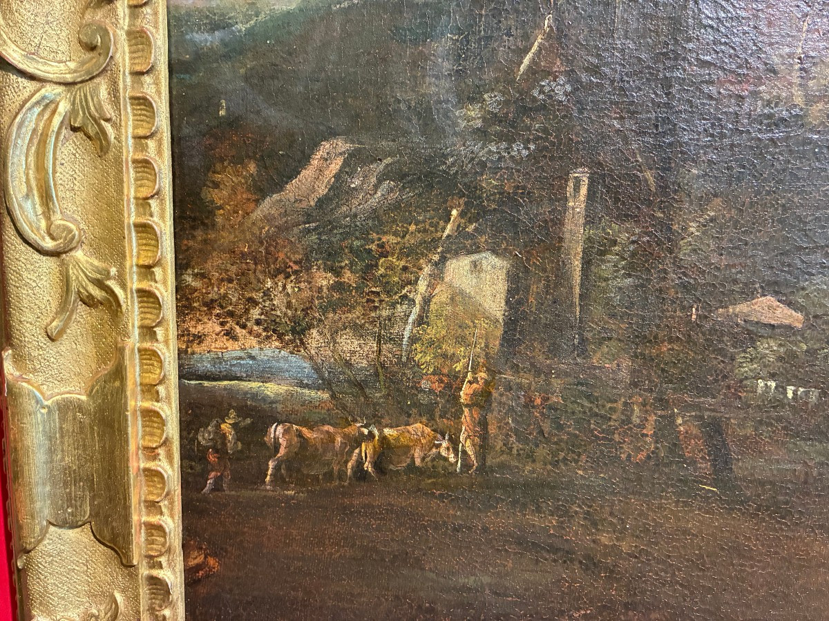 Tableau représentant un paysage attribué à Marco Ricci (1676-1730)-photo-3