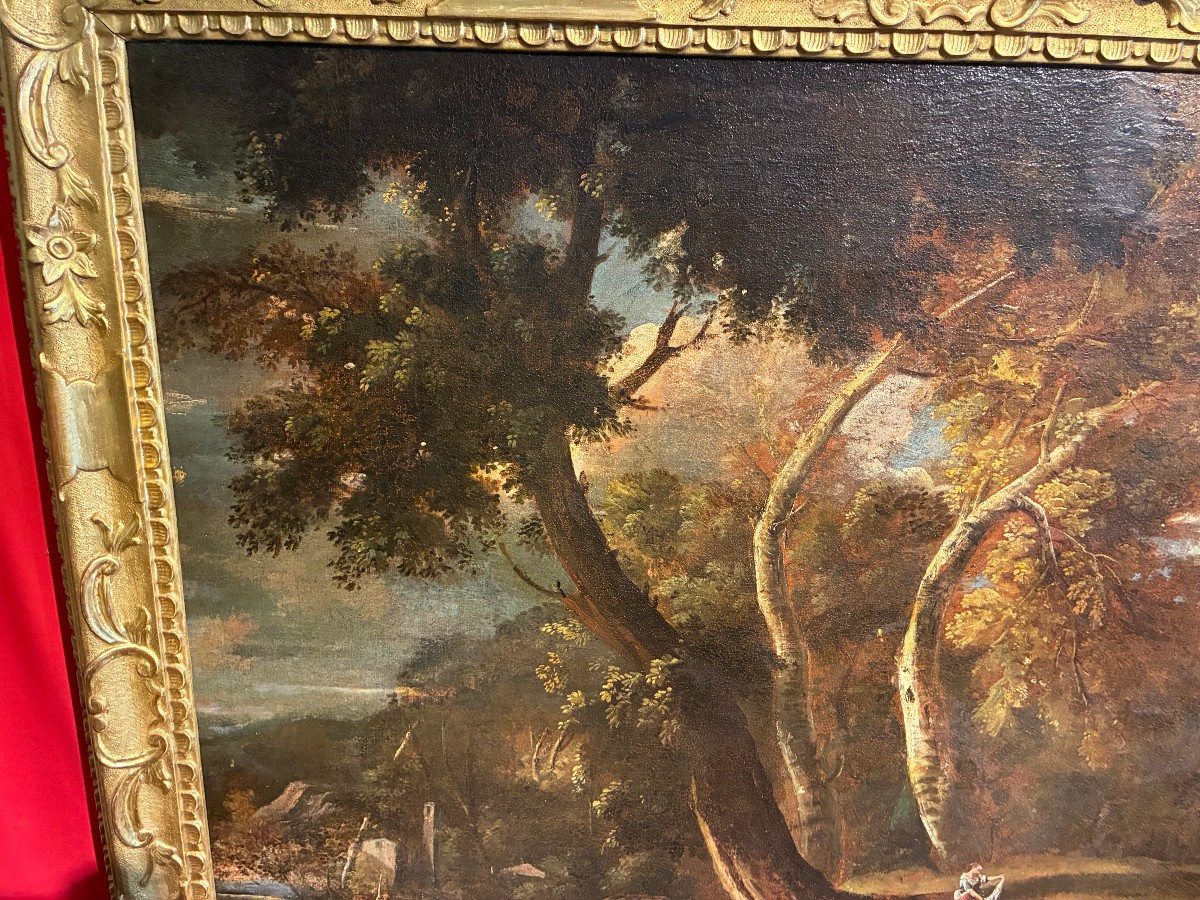 Tableau représentant un paysage attribué à Marco Ricci (1676-1730)-photo-1