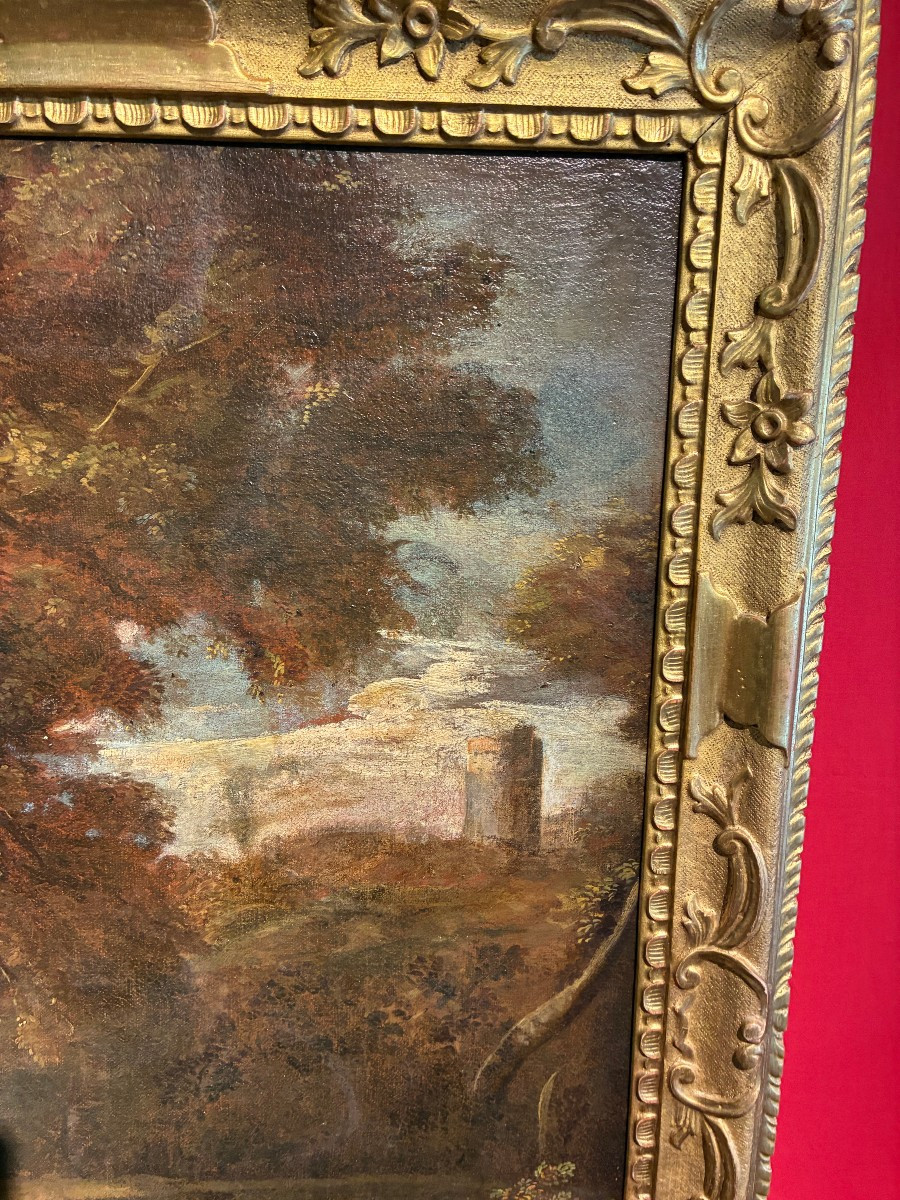 Tableau représentant un paysage attribué à Marco Ricci (1676-1730)-photo-2