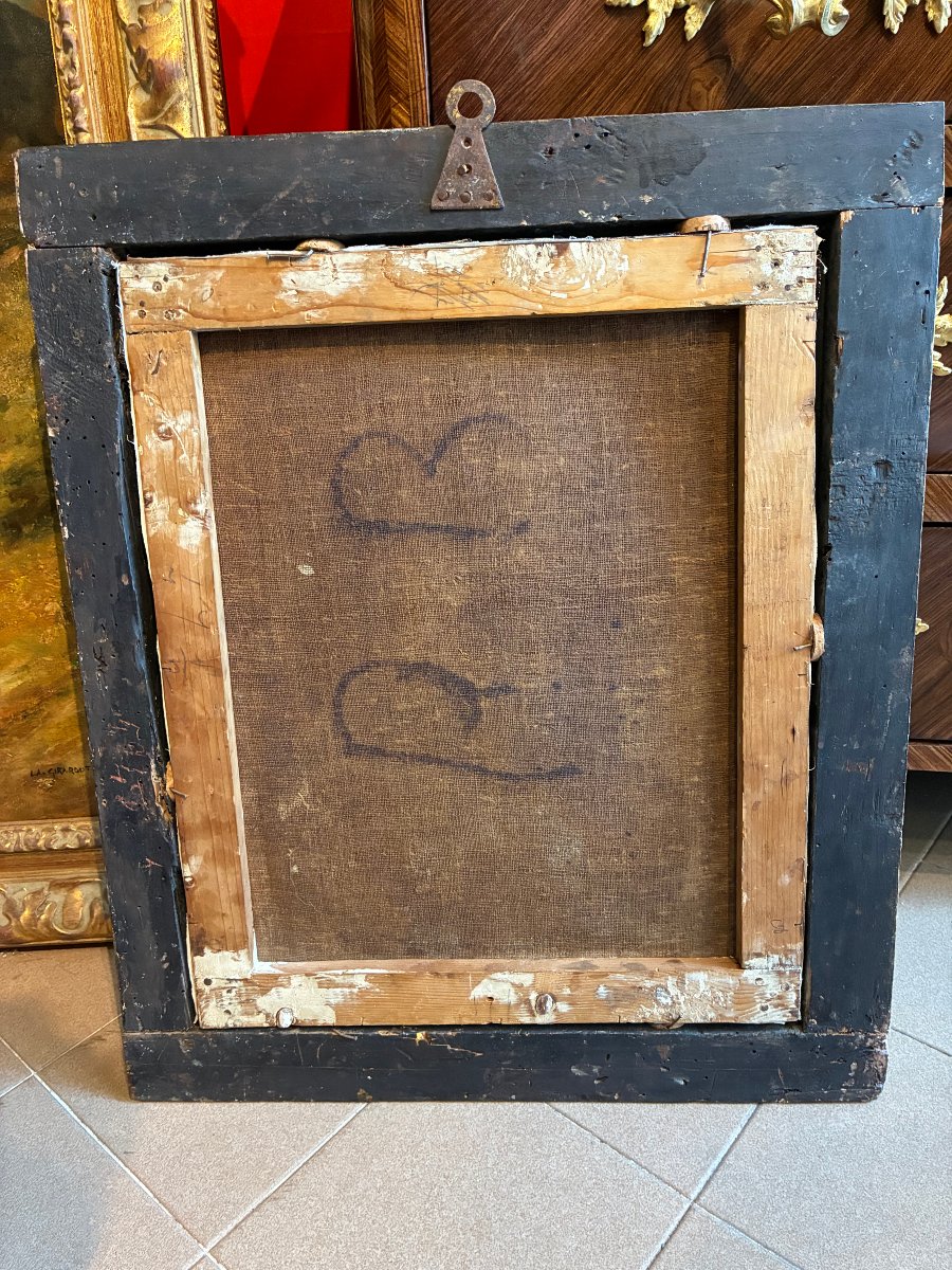 Peinture à l'huile sur toile représentant une jeune Vierge, fin du XVIIe siècle.-photo-3