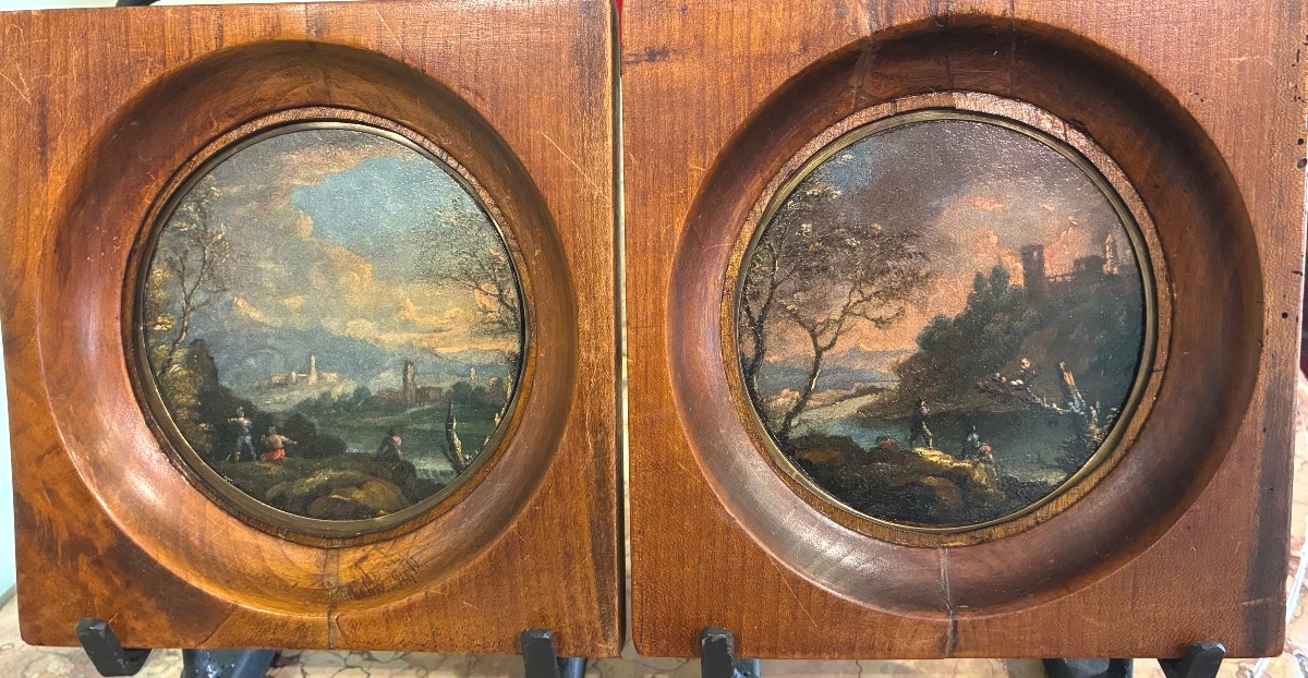A Pair Of Paintings On Wood Of Roman Origin Attributed To Alessio De Marchis (1684–1752)