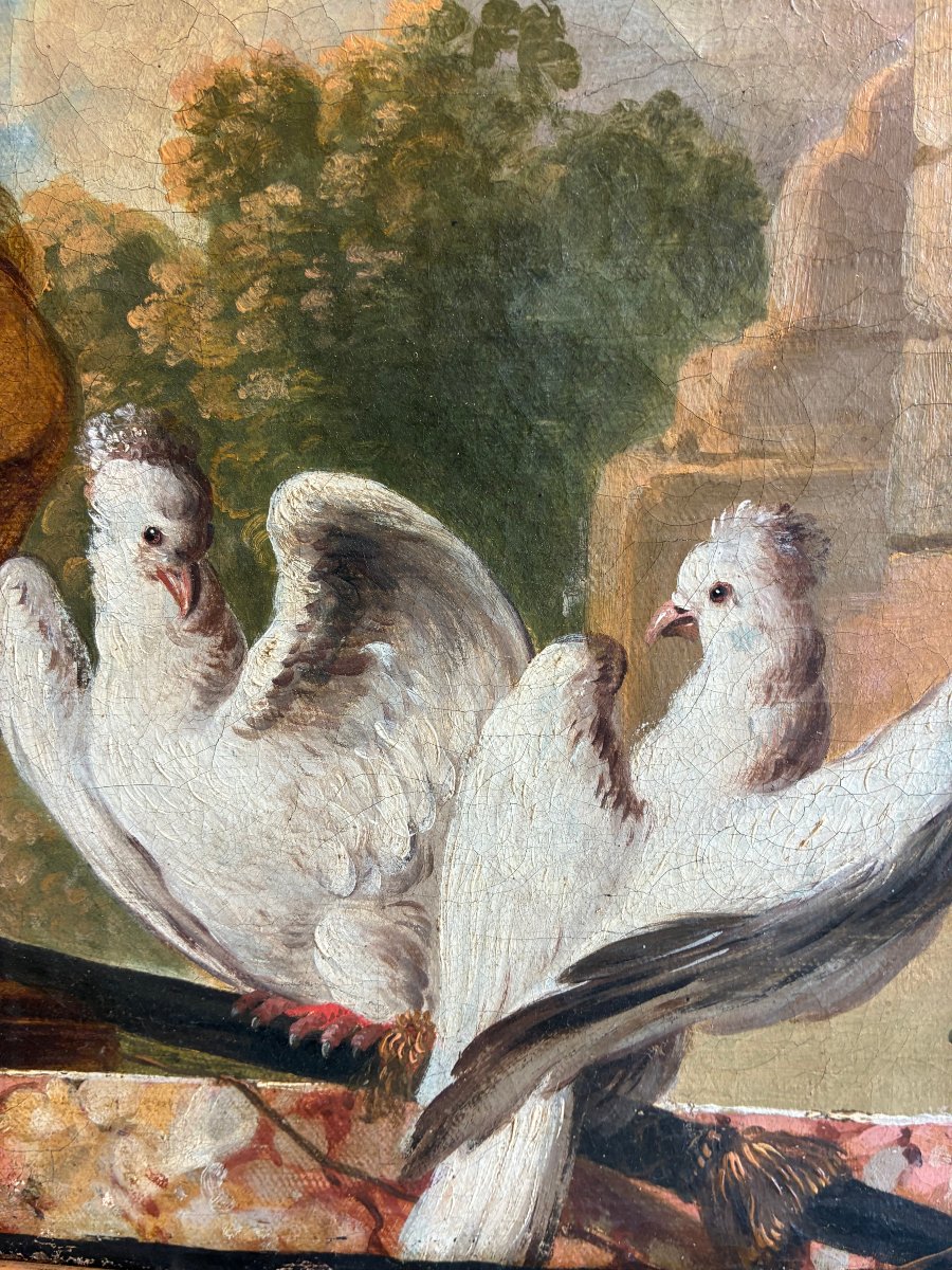 Peinture à l'huile sur toile, allégorie de la Paix, France, XVIIIe siècle.-photo-3