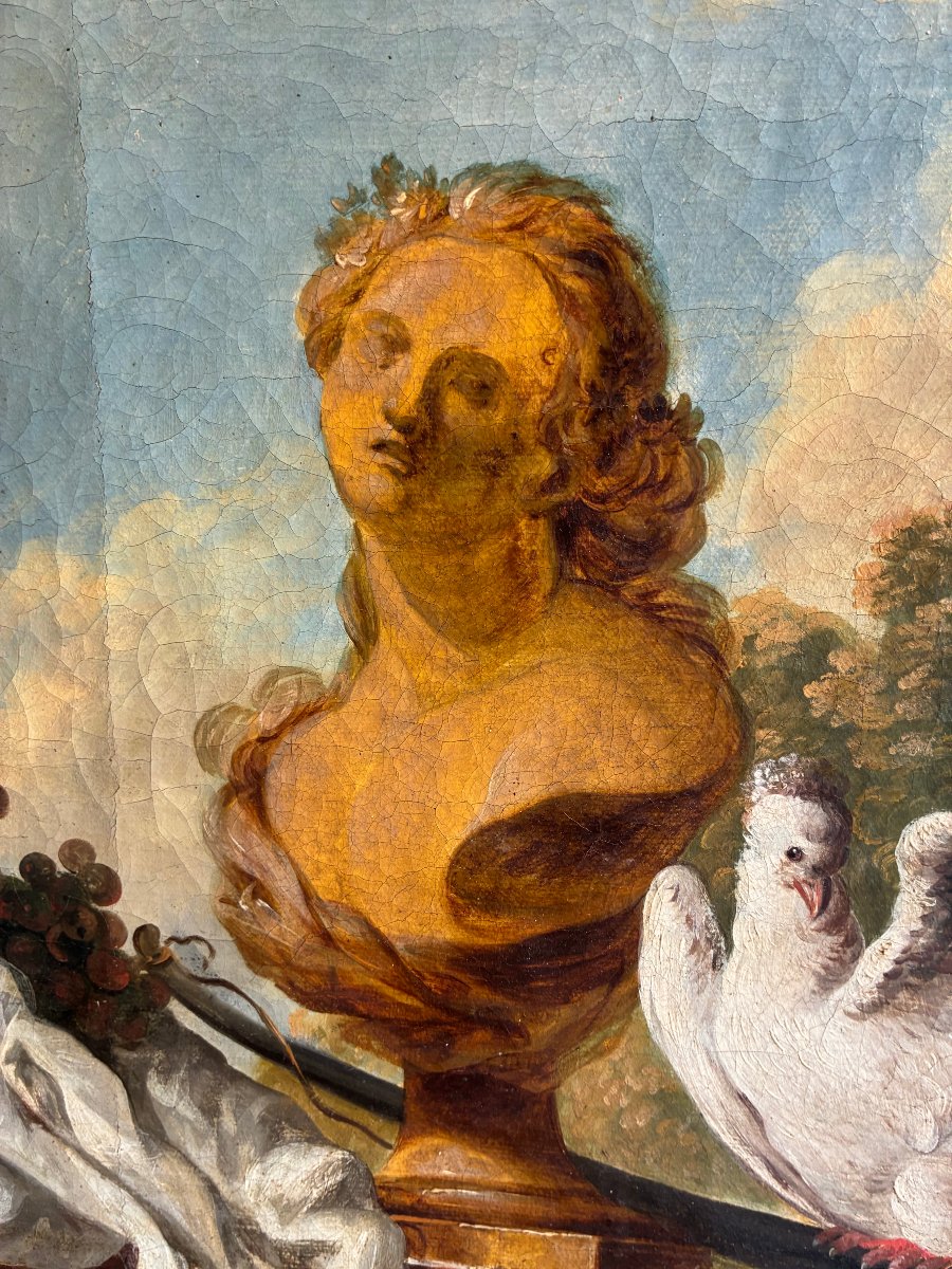 Peinture à l'huile sur toile, allégorie de la Paix, France, XVIIIe siècle.-photo-1