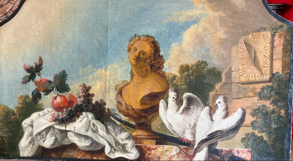 Peinture à l'huile sur toile, allégorie de la Paix, France, XVIIIe siècle.
