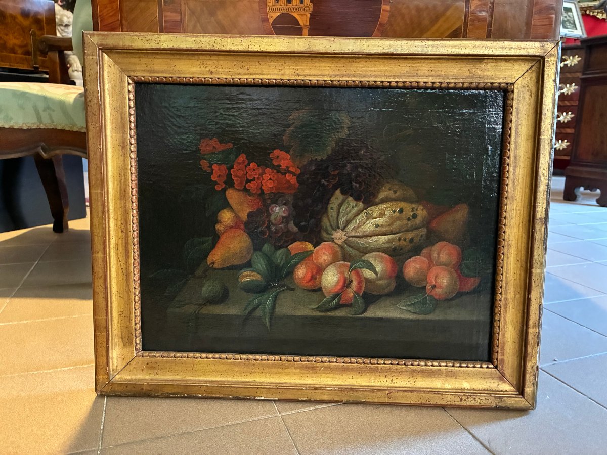Oil Painting On Canvas Depicting A Still Life, Of Roman Origin, 17th Century-photo-2