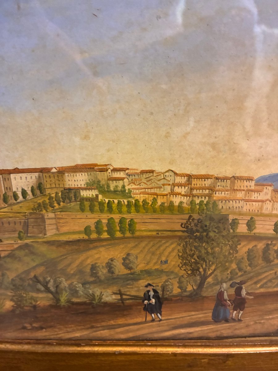 Tempera Painting On Paper Depicting Urbino, Late 18th Century-photo-1
