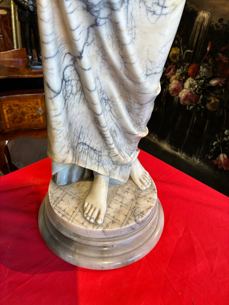Jeu de dames en marbre et albâtre d'origine française, fin du XIXe siècle.-photo-3