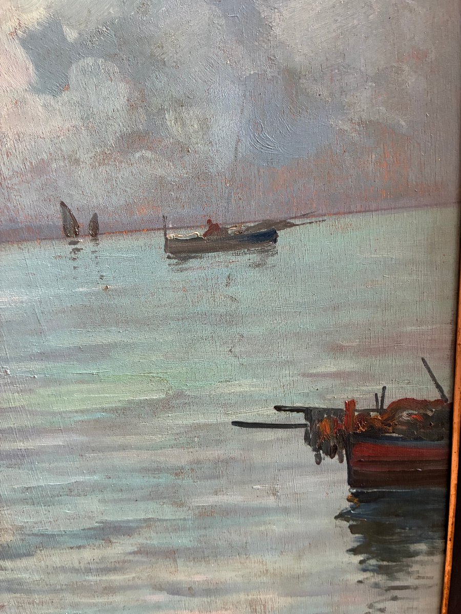 A Painting Depicting A Seascape, Attributed To Naples, Late 19th Century-photo-4