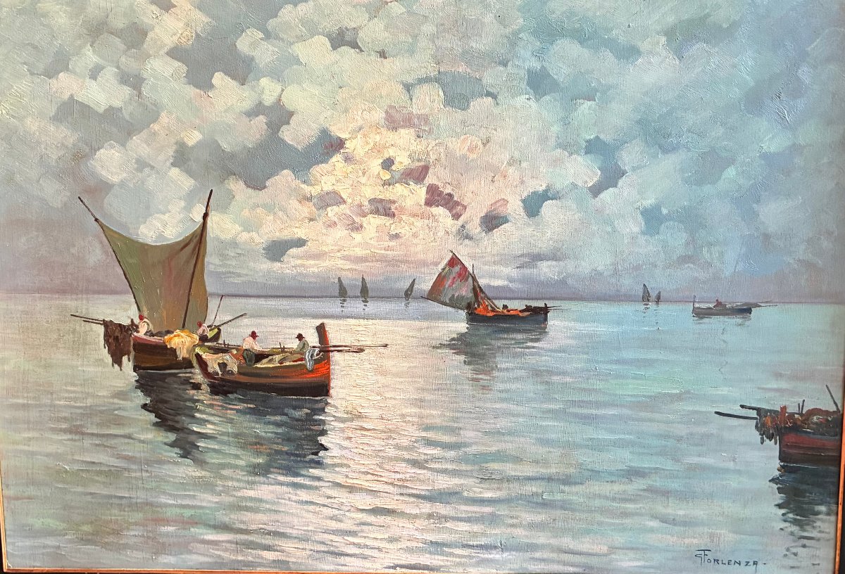 A Painting Depicting A Seascape, Attributed To Naples, Late 19th Century