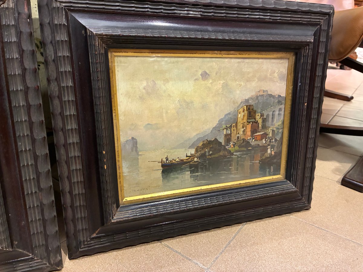 A Pair Of Signed Paintings On Wood From Naples, Dating From The Late 19th Century-photo-3