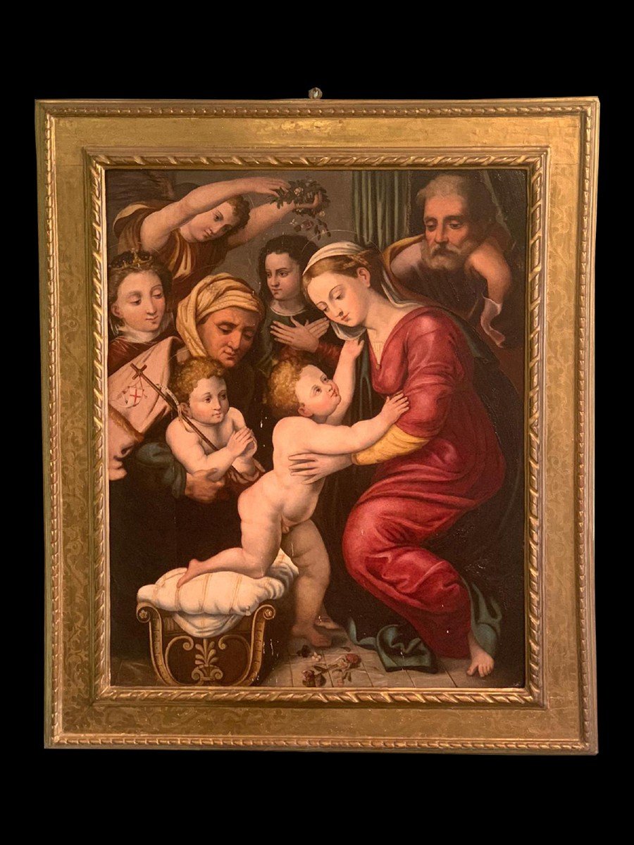 Painting Representing The Holy Family With Saints And Angels - Bartolomeo Ramenghi