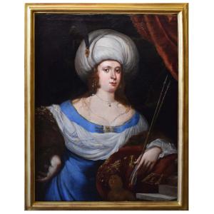 Lorenzo Greuter (rome, 1620 – 1668) Portrait Of A Lady In Oriental Dress Oil On Canvas