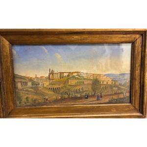 Tempera Painting On Paper Depicting Urbino, Late 18th Century