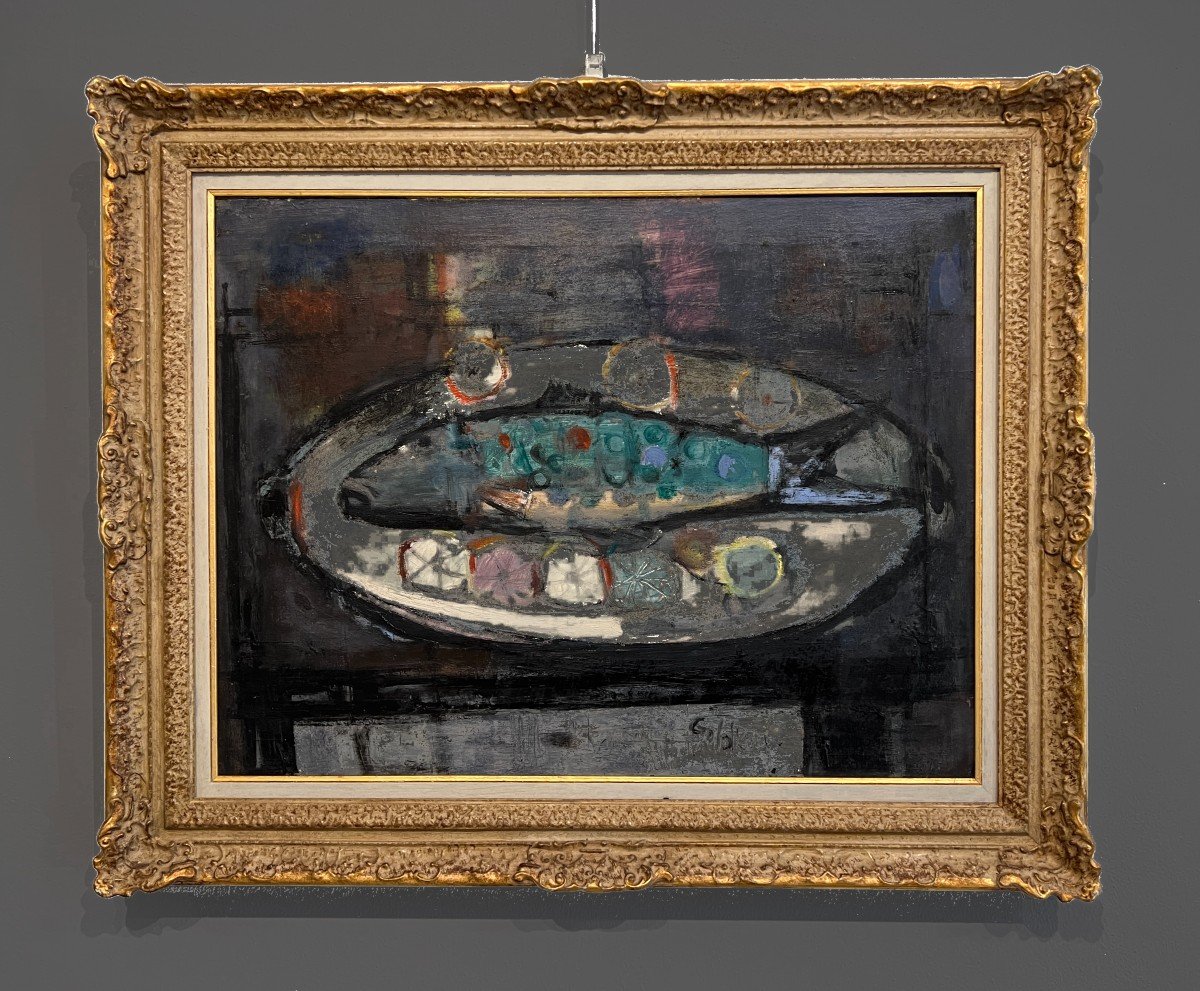 Goldkorn Georges (szydlowice, 1908 - Parigi, 1977), Still Life With Fish, 1945-1950
