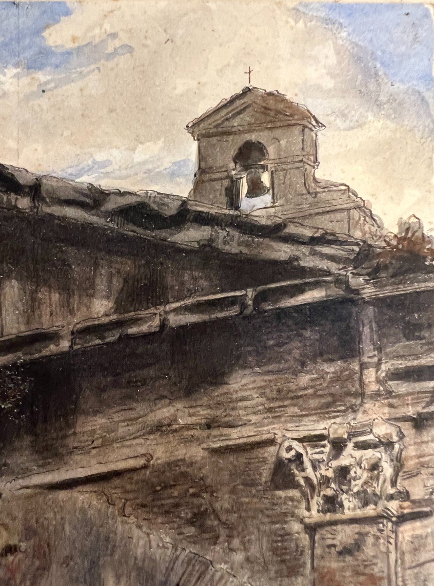Celestin Nanteuil (rome, 1813-bourron-marlotte, France, 1873) Glimpse Of Landscape, 1866-photo-1