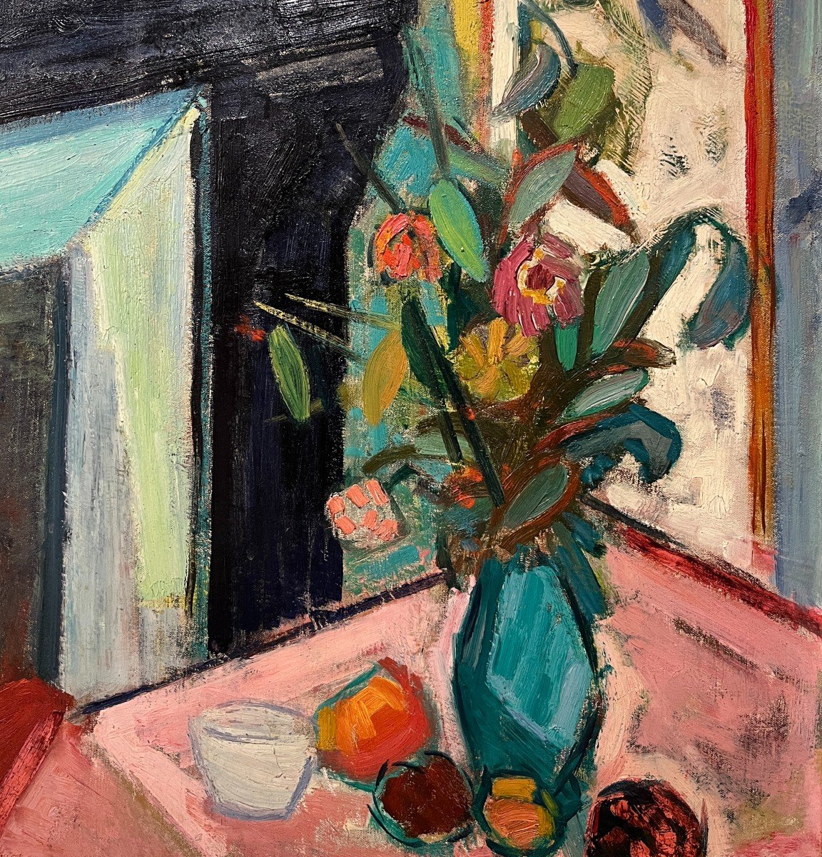Roger Marcel Limouse (1894-1990) Intérieur Avec Cheminné Et Bouquet de Fleurs-photo-8