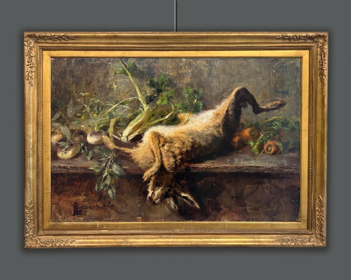 Carlo Paolo Agazzi (milan, 1870-1922) Still Life With Hare