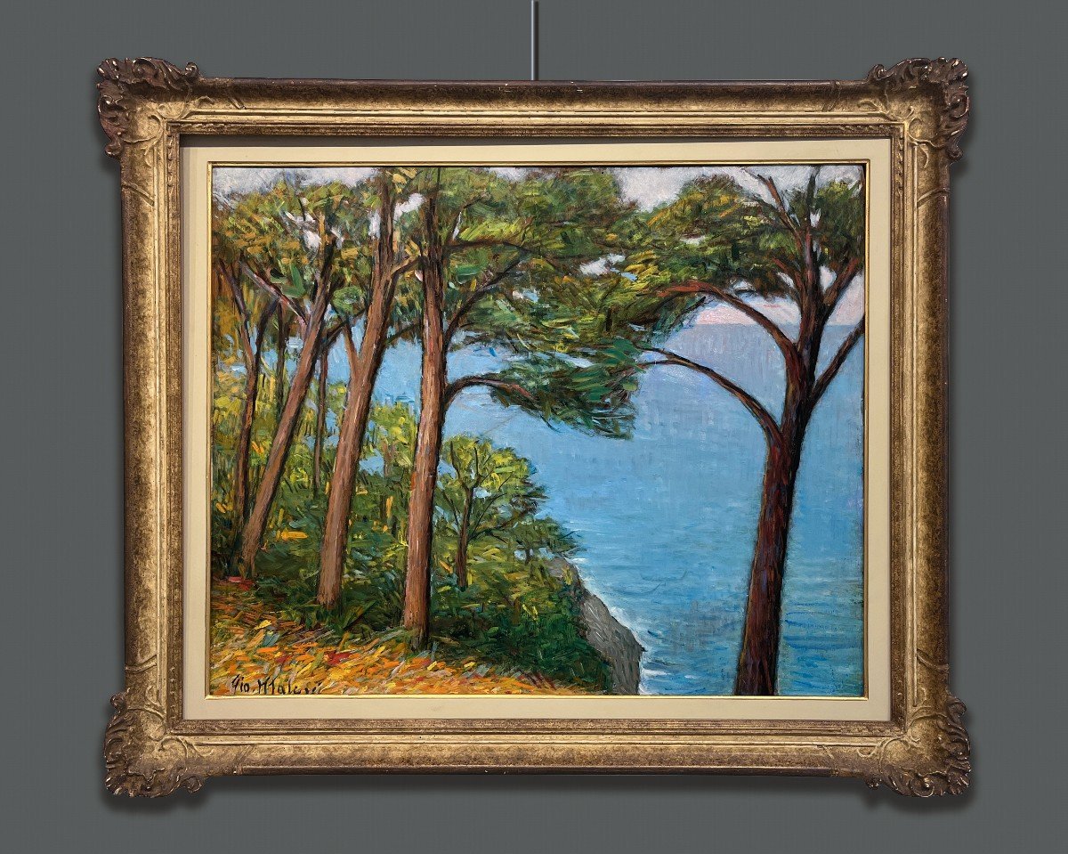 Giovanni Malesci (Vicchio, Florence, 1884 – Milan, 1969) Arbres Sur La Mer Ligurienne, 1963