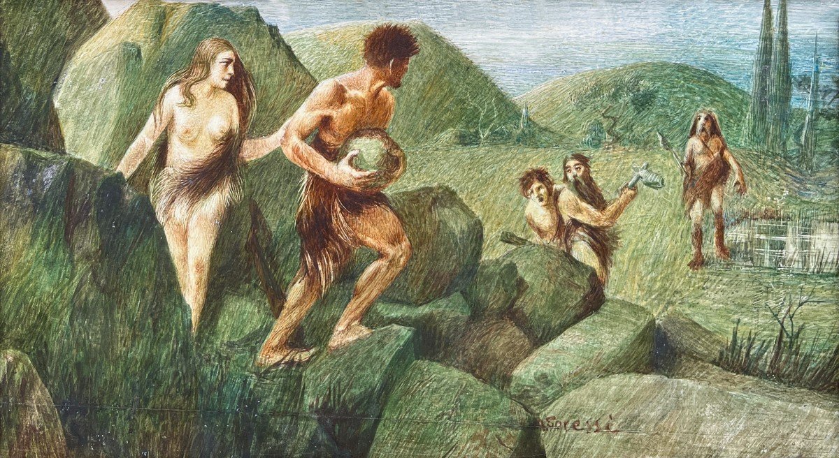 Alfredo Soressi (piacenza, Italy, 1897-1982) Hermits-photo-2
