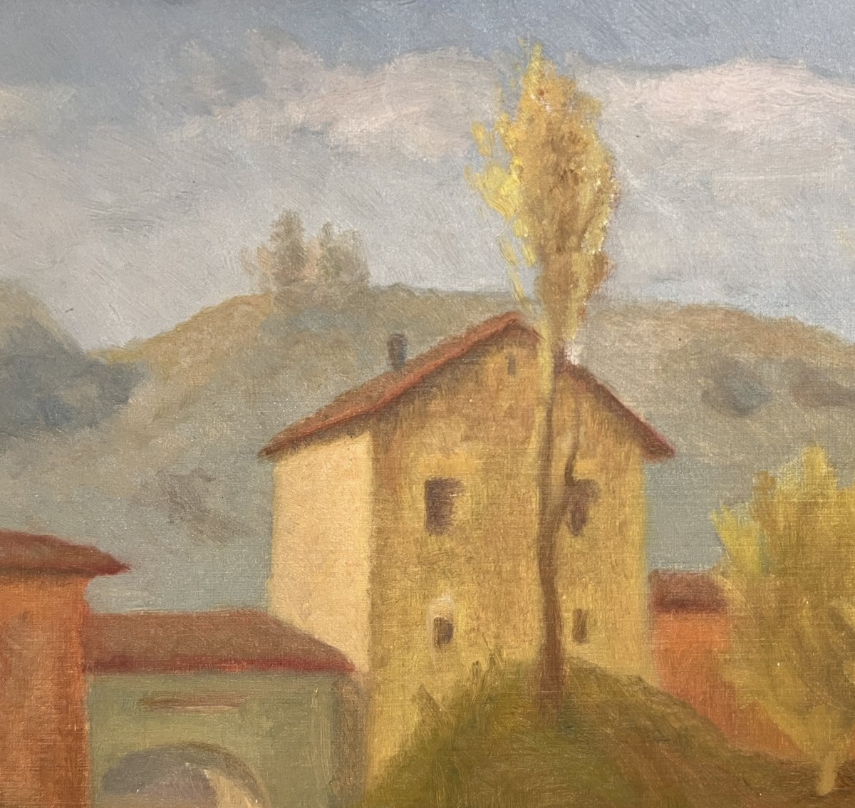 Dante Montanari (Porto Sant'Elpidio, Italie, 1896 – Milano, 1989) Paysage Avec Maison Jaune-photo-1