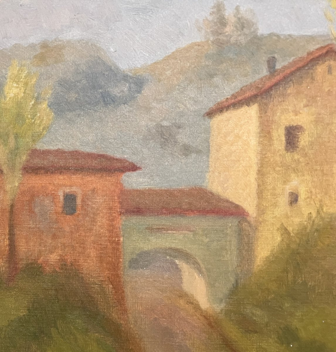 Dante Montanari (Porto Sant'Elpidio, Italie, 1896 – Milano, 1989) Paysage Avec Maison Jaune-photo-4