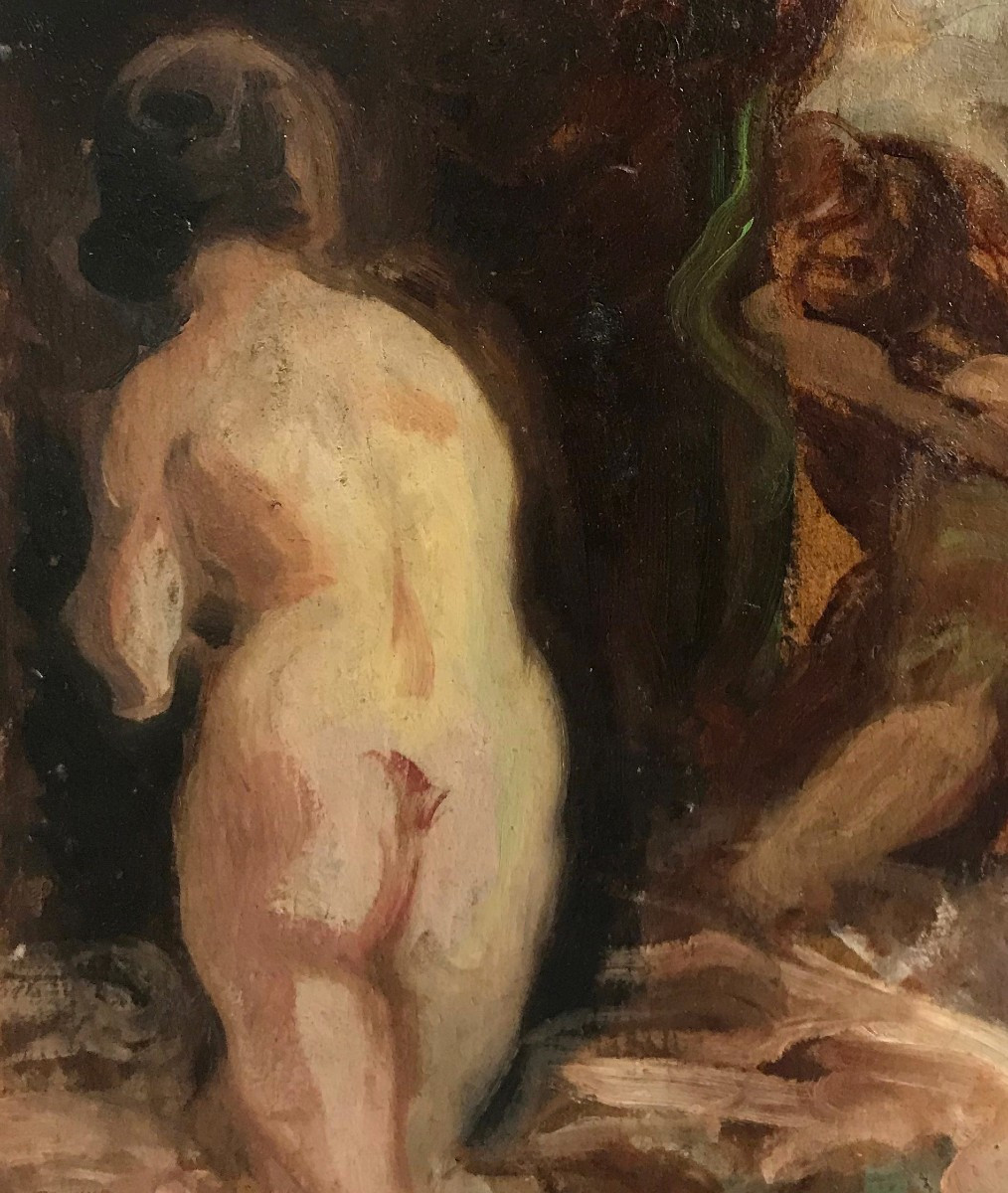 Nicolae Vermont (Roumanie, 1866- 1932) Nymphes et Satyre, 1910 - Chambre avec vue extérieure-photo-3