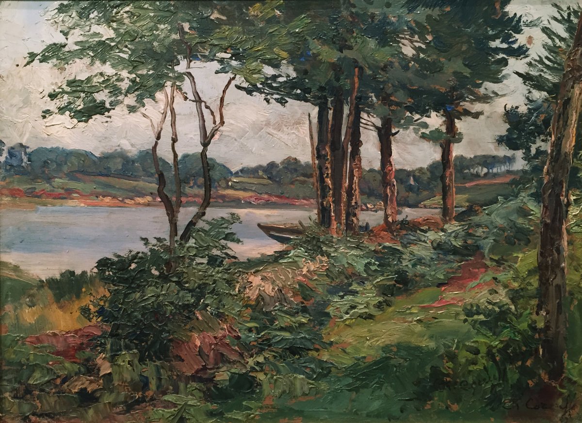 Charles Corcuff (Tour Tanguy, Brest, France, 1872-1953) Paysage au bord de l'Aven-photo-3