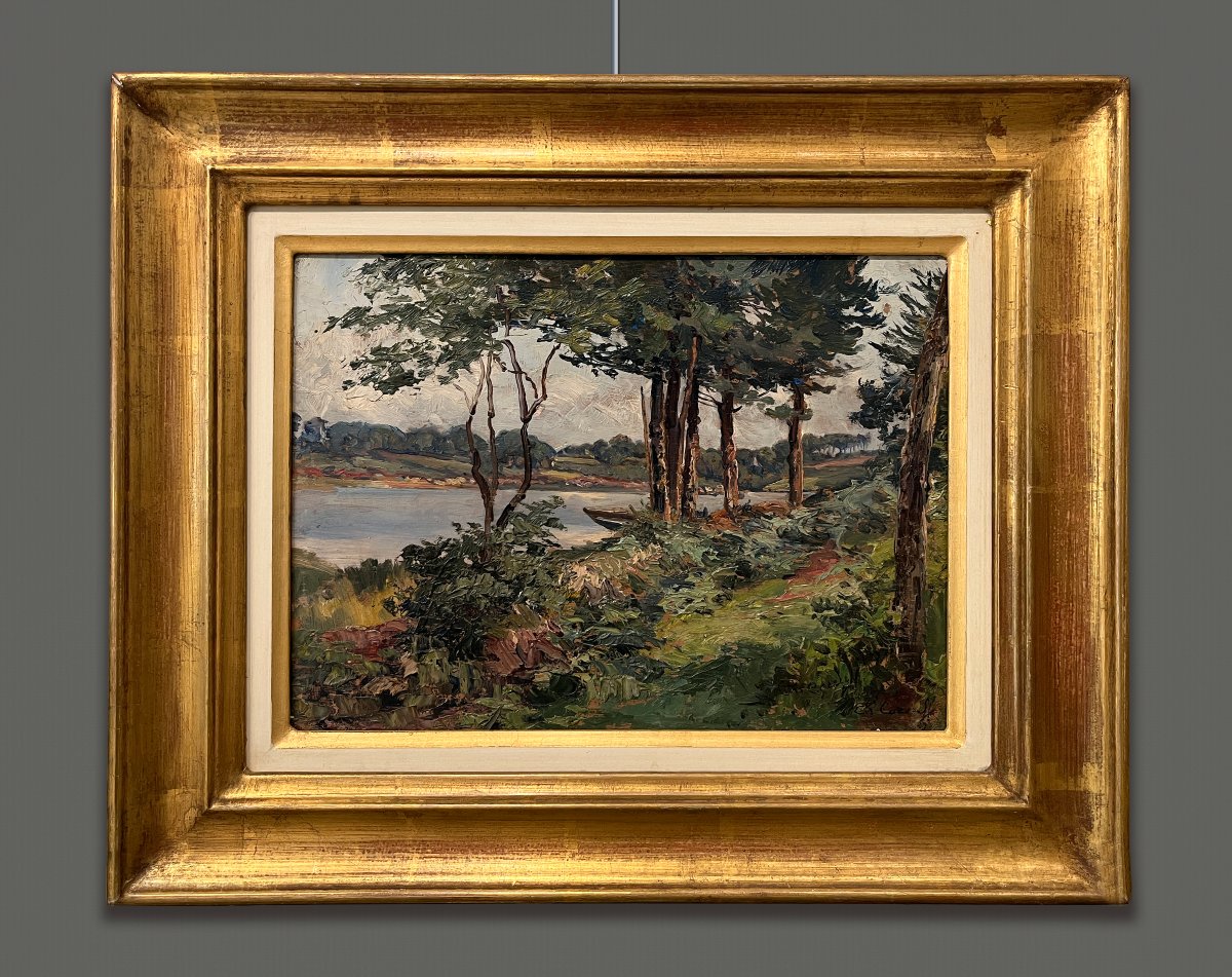 Charles Corcuff (Tour Tanguy, Brest, France, 1872-1953) Paysage au bord de l'Aven