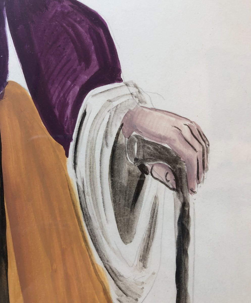 Gino Severini (1883-1966) Esquisse du costume de Monna Sabatina 1939 pour la comédie La strega -photo-1