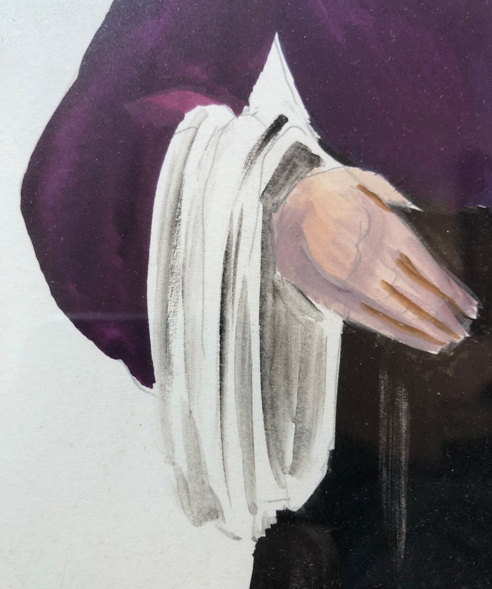 Gino Severini (1883-1966) Esquisse du costume de Monna Sabatina 1939 pour la comédie La strega -photo-2