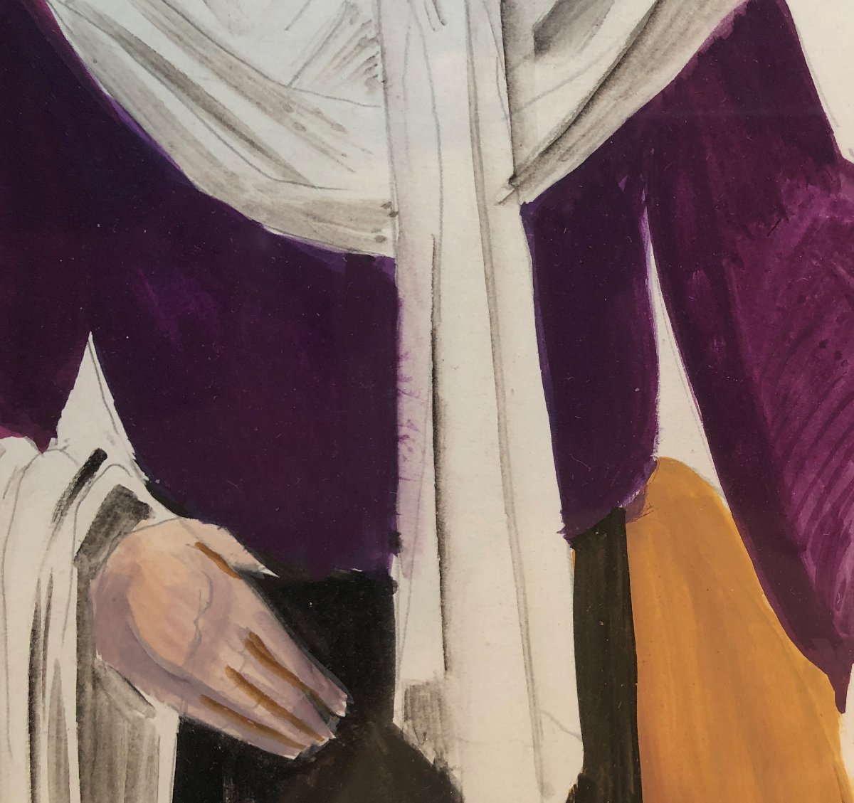 Gino Severini (1883-1966) Esquisse du costume de Monna Sabatina 1939 pour la comédie La strega -photo-4