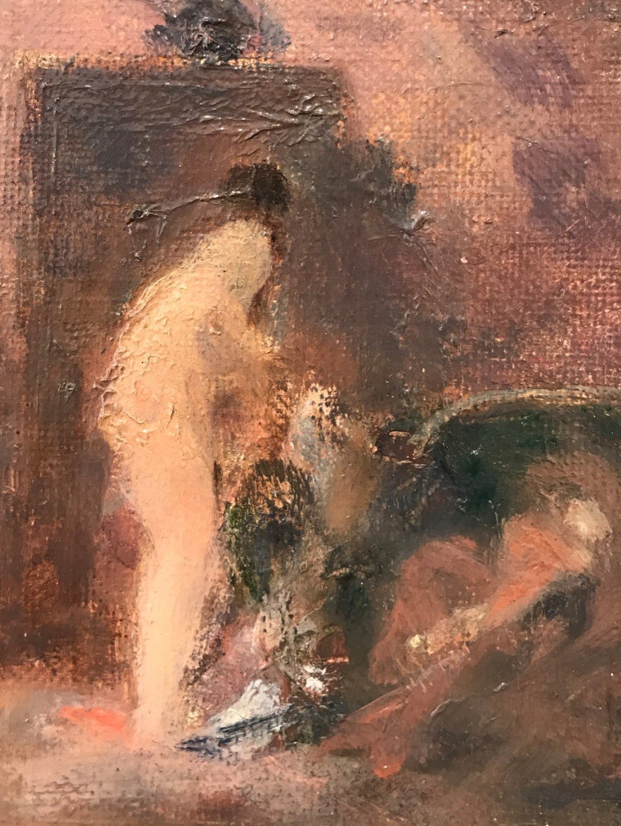André Dertelle (20ème siècle) Femme Nue, De Dos, Dans Sa Chambre-photo-2
