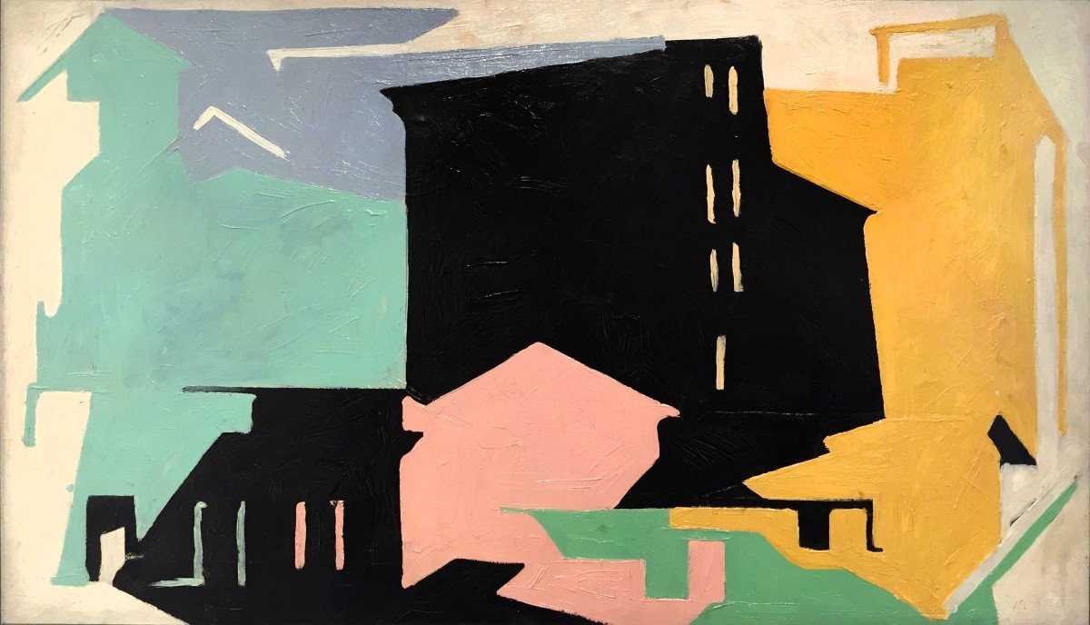 Arturo Peyrot (1908-1993) Composition, Paysage Urbain-photo-1