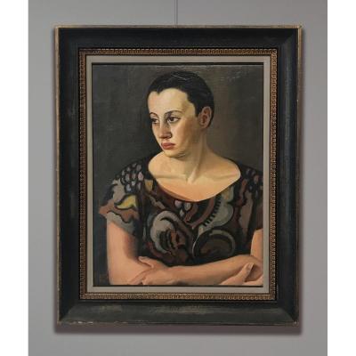 Twentieth Century Artist Signed A. Simet (?) Female Portrait, 1920