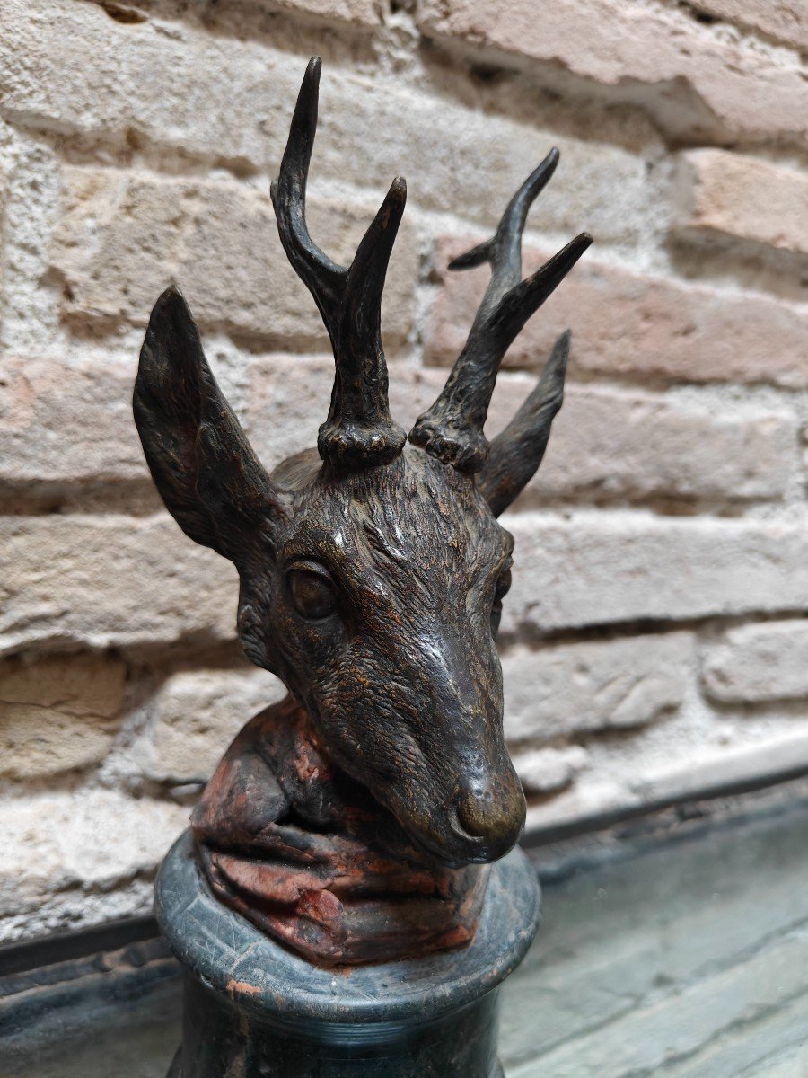 Sculpture De Cerf Fin 19e Siècle-photo-2