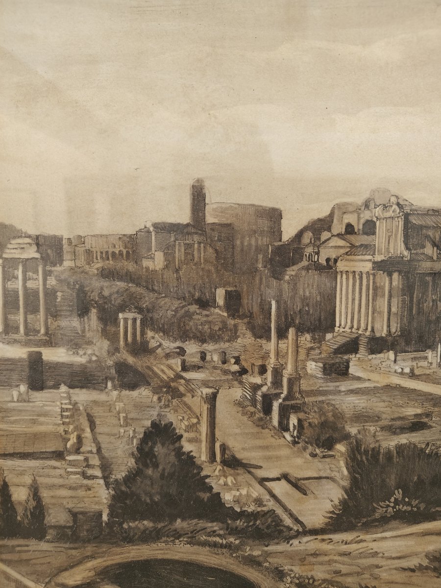 Large Drawing Of Rome - Circa 1930-photo-3