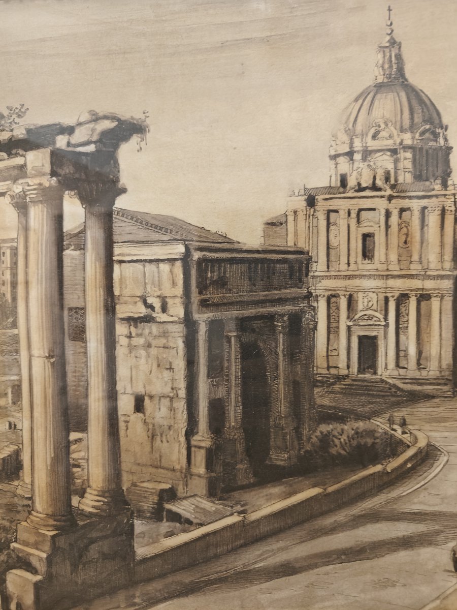 Large Drawing Of Rome - Circa 1930-photo-4