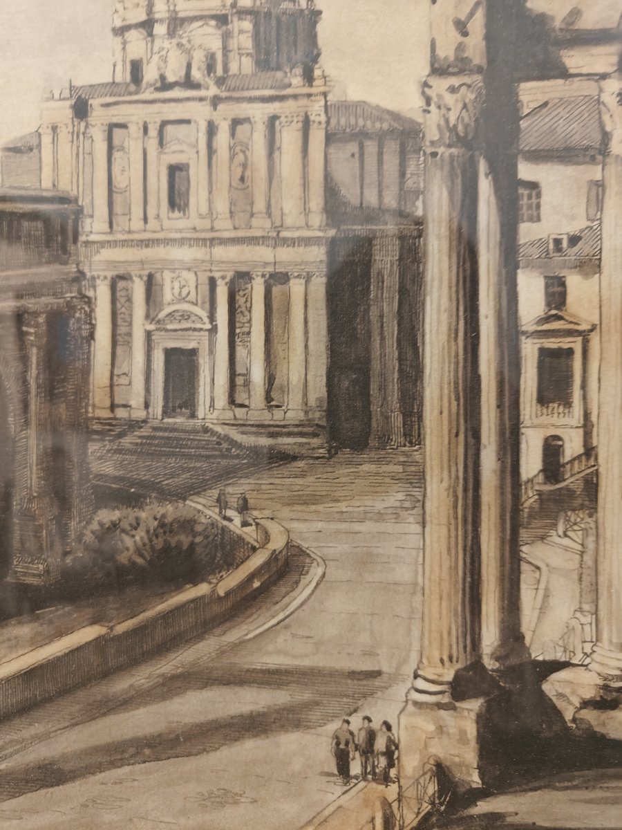 Large Drawing Of Rome - Circa 1930-photo-2