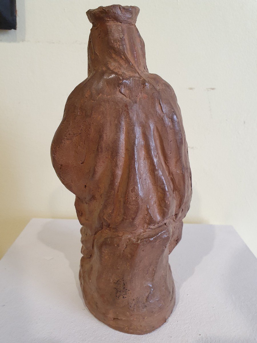 Sculpture Virgin And Child In Terracotta - XVIIth Century-photo-4