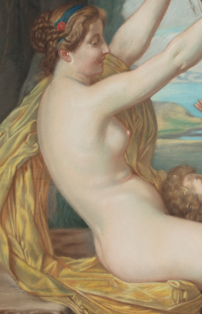 Atelier de Jules Joseph Lefebvre (Tournan-en-Brie 1836 – Paris 1912) "Vénus et Bacchus enfant"-photo-3