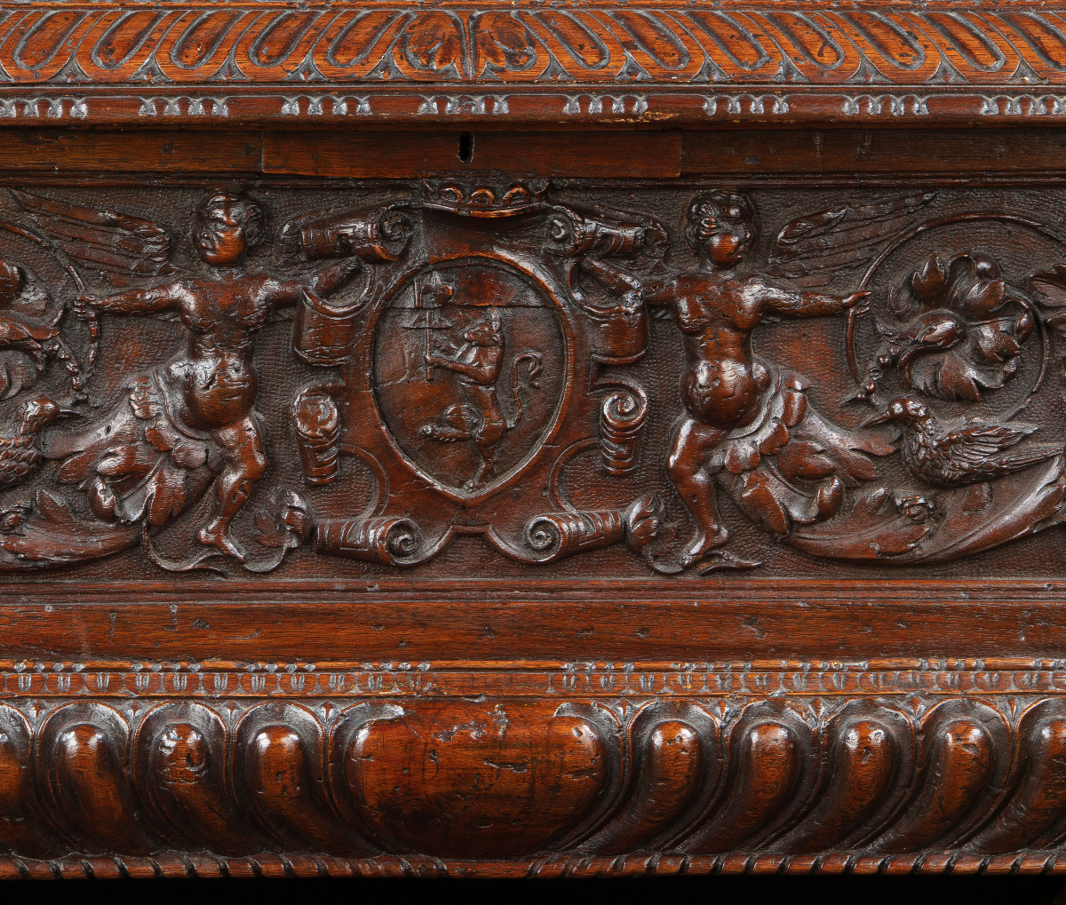 Richly Carved Nuptial Chest, Tuscan Manufacture, 16th Century.-photo-3