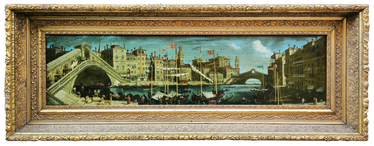 View Of Venice With Rialto Bridge And The Grand Canal, Artist Of The 19th Century