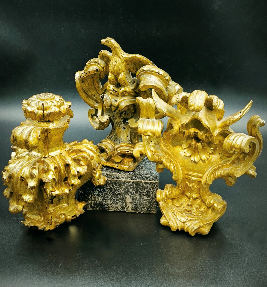 Three Sculpted And Gilded Friezes, Papal States, 17th Century.