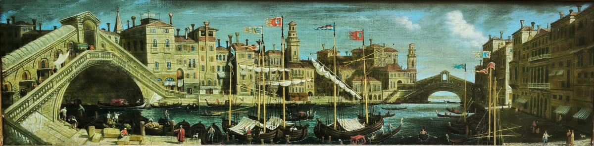 Vue de Venise avec le Pont de Rialto, peintre du XIXe siècle