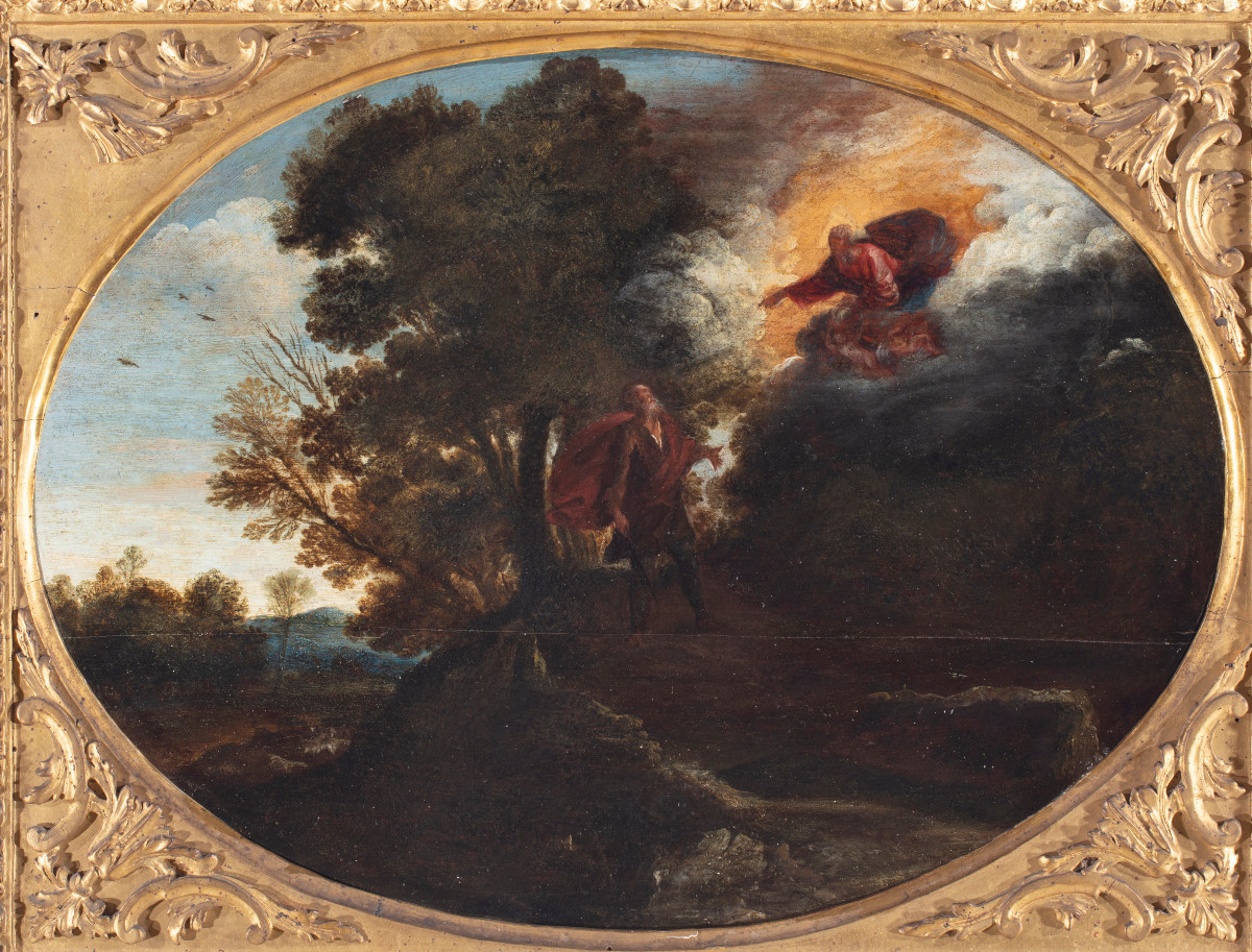 Moïse et le buisson ardent, école romaine du XVII siècle-photo-2