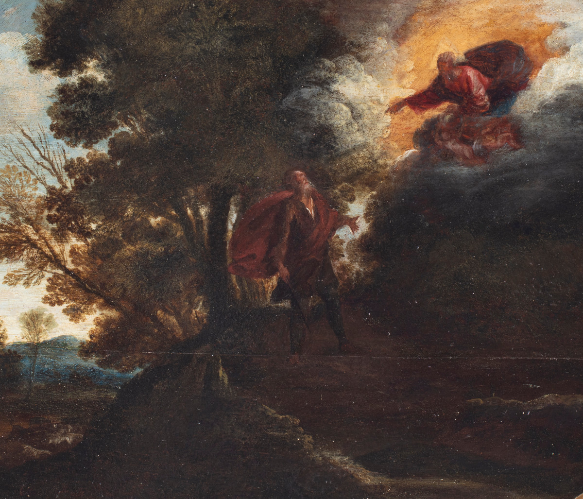 Moïse et le buisson ardent, école romaine du XVII siècle-photo-3