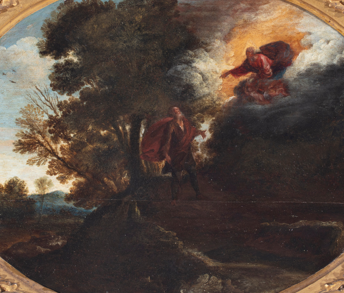Moïse et le buisson ardent, école romaine du XVII siècle-photo-4