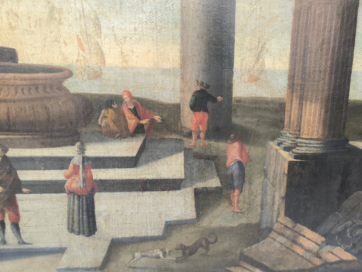 17th-century Emilian School: "architectural Landscape With A Fountain And Ruins"-photo-3