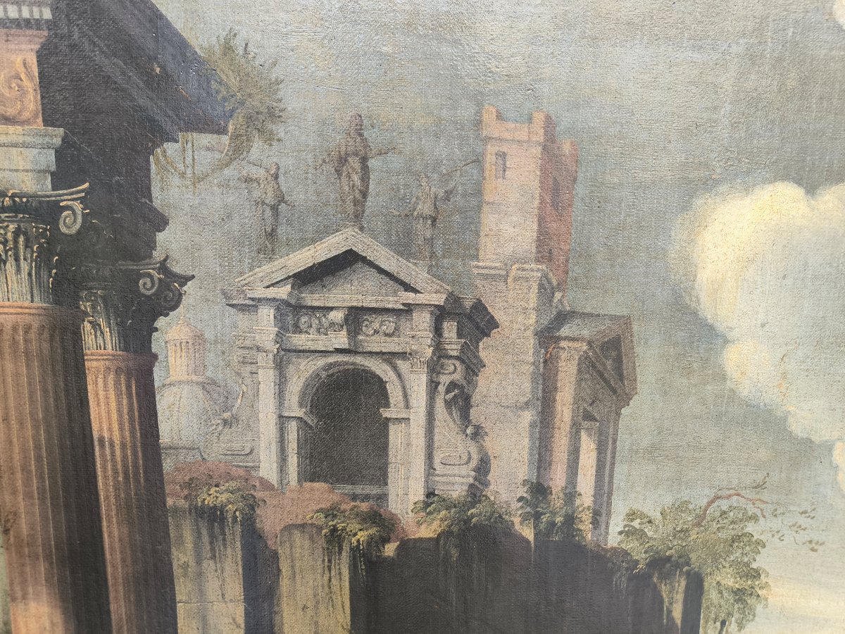 17th-century Emilian School: "architectural Landscape With A Fountain And Ruins"-photo-1