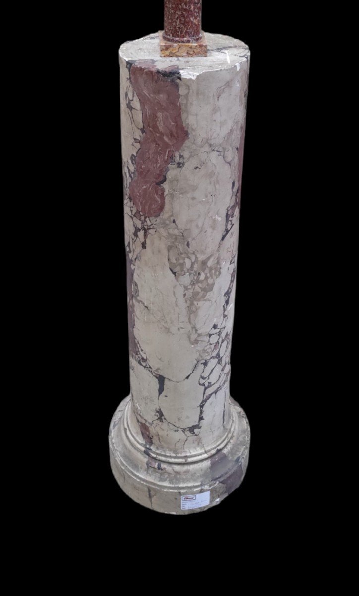 Antique Column In Marbled Scagliola, 19th Century